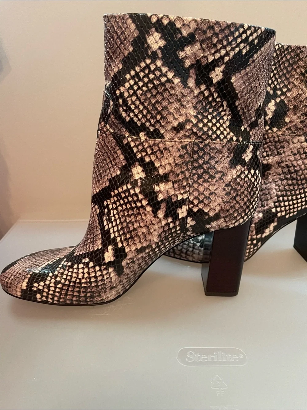 Tory Burch Snake-Print Leather Ankle Boots Booties 8.5 M
